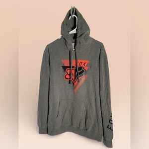 Fox Racing Pullover Fleece Hoodie In Gray  Sz.L ArmPit 2 ArmPit 24” Length 28”